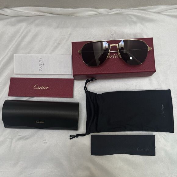 Cartier Santos De Cartier 24k Gold Aviator Sunglasses main image 11